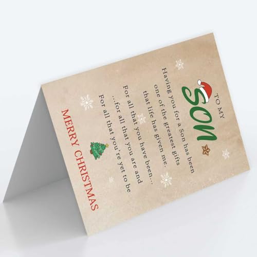 ZY250 Funny Christmas Card for Son from Dad or Mom – Premium 8x5.3" Card