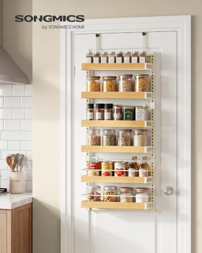 Matte White 6-Tier Over-the-Door Pantry Organizer - Adjustable Spice Rack