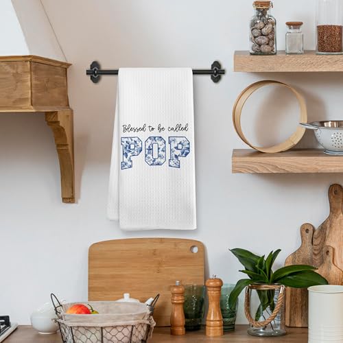 XNXLDYLH Blessed to be Called Pop Kitchen Towels for Grandpa - 16x24 Inch Gift for Father's Day, Christmas, Birthday, Kitchen & Bathroom Decor, Set of 2