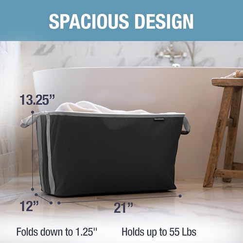 Collapsible Laundry Basket 2 Pack - Black & Gray, Space-Saving Design