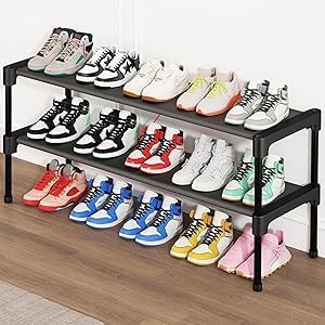 SAN HE Shoe Rack - 2-Tier Stackable Organizer for Closet, Entryway & Garage | Space-Saving Design