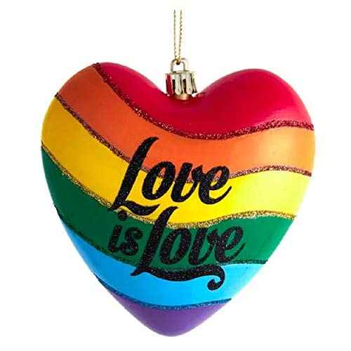 Kurt Adler Plastic Ornament for Christmas Tree, Pride "Love is Love" Heart