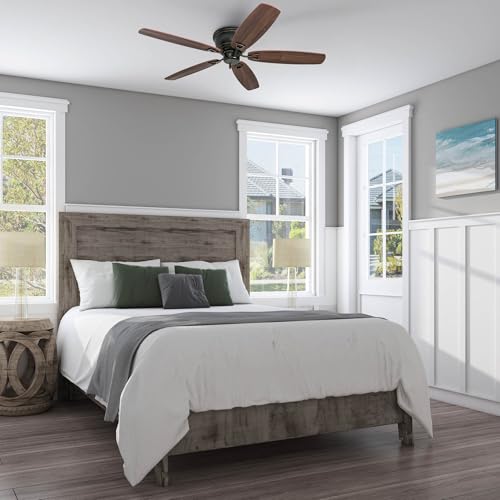 Honeywell Glen Alden 52 Inch Oil Rubbed Bronze Flush Mount Ceiling Fan - Reversible 3-Speed, Quiet Operation