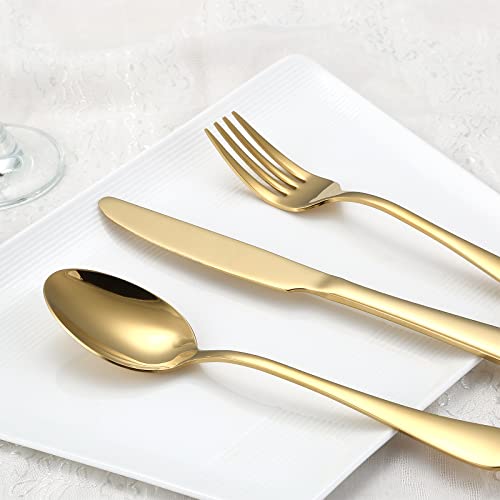 Aisoso Gold Silverware Set 40-Piece Service for 8 - Stainless Steel Flatware