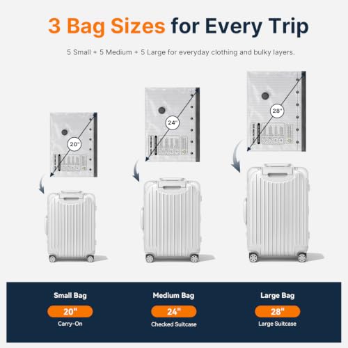 Orange Travel Vacuum Bags with Rechargeable Pump – Portable 4000mAh Sealer Kit