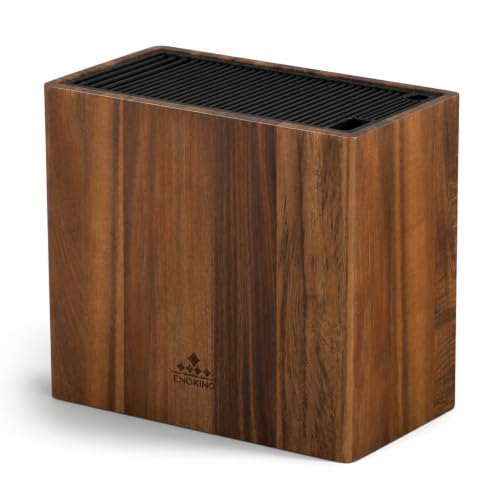 ENOKING Rectangular Acacia Wooden Knife Block Without Knives, Large Capacity