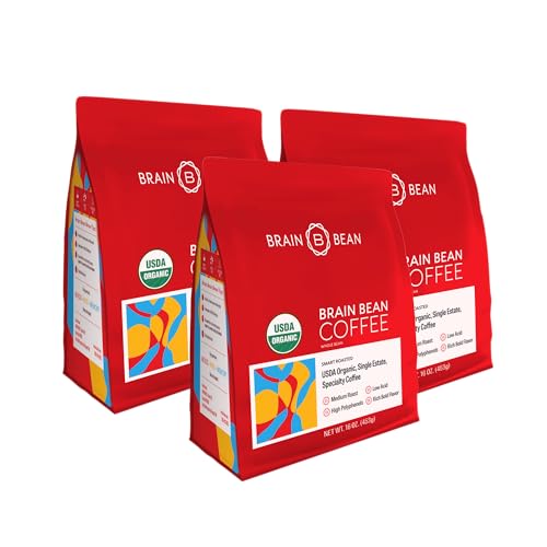 Organic Coffee Whole Bean 16 oz Pack of 3 – Medium Roast, Antioxidant-Rich, USDA Certified