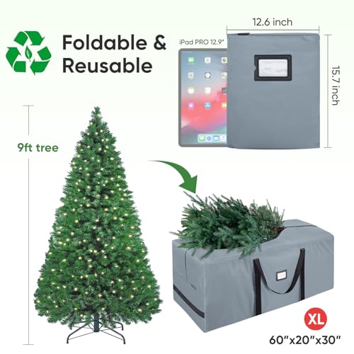 BALEINE 9 ft Christmas Tree Storage Bag - Grey, Heavy Duty 900D Oxford, Pack of 2