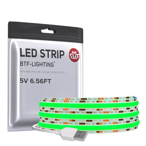 USB-Powered Green FCOB LED Strip 6.56ft 320 LEDs/m for TV Backlight