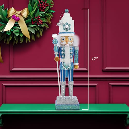 Kurt Adler 17-Inch Hollywood Turquoise & White Nutcracker