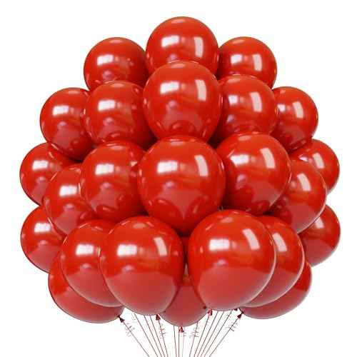 Red Latex Balloons, 55pcs 12 Inches Red Balloons with 1 Ribbon for Birthday, Graduation, Baby Shower, Valentines, Christmas, Wedding Party Decorations