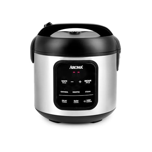 AROMA 4-Cup Uncooked / 8-Cup Cooked Digital Rice Cooker with Steamer and Multicooker