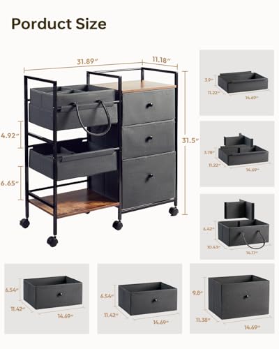 Grey 2-in-1 Baby Diaper Caddy Organizer with Wheels and Storage