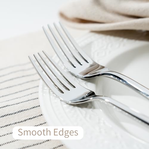 Silver Flatware Set for 12 - 60 Pieces Forged Stainless Steel Cutlery - Mirror Finish