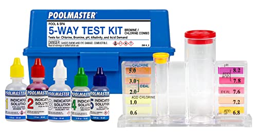 Poolmaster 5-Way Pool & Spa Water Test Kit with Liquid Reagents & Storage Case