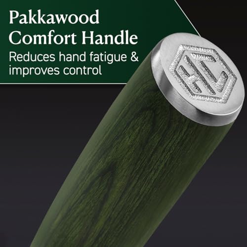 HexClad 5-Inch Green Japanese Damascus Steel Utility Knife - Sharp & Ergonomic