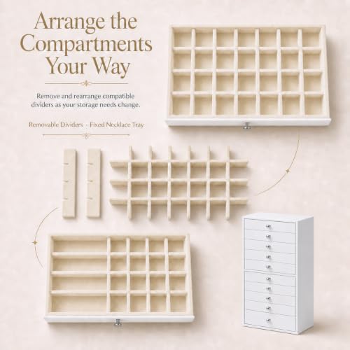 GUKA White 10-Layer Large Jewelry Storage Box, Organizer for Rings Earrings Watches
