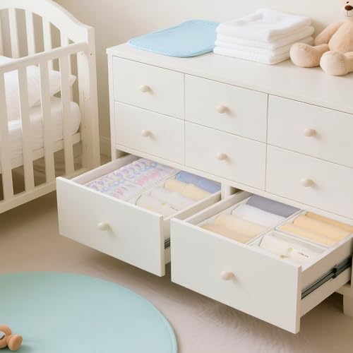 Criusia Drawer Organizer Clothes Set - Oatmeal / 10 Pack, Foldable Closet Dividers for Baby Clothes & Underwear