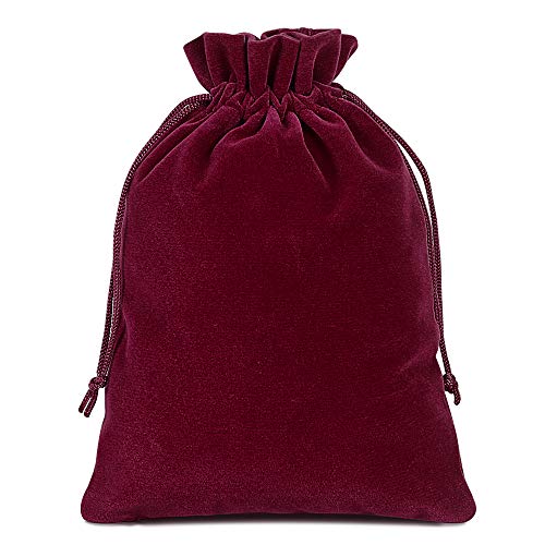 Lucky Monet 25-Pack Velvet Drawstring Gift Bags 5x7 inch Wine Red for Wedding Favors