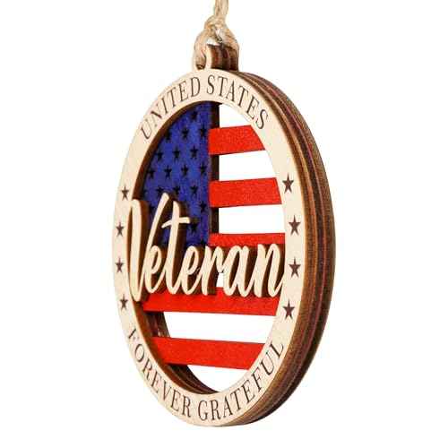 Veteran Ornament - American Flag | Military Pride ? Forever Grateful Card ? Christmas Ornament 2025 ? USA Patriotic Decor - Xmas Tree Funny Decoration - Family Christmas Ornaments 2025