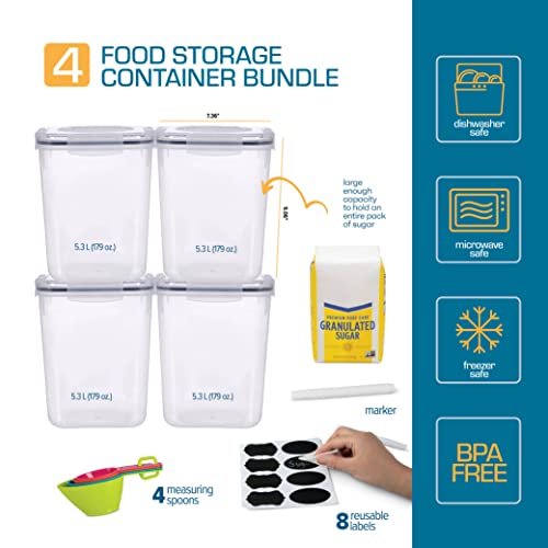 Storeganize 4-Pack 5.3L Airtight Food Storage Containers for Kitchen Pantry