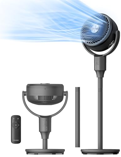 Pelonis Grey Pedestal Fan with Remote | Omni-Directional Oscillating Air Circulator