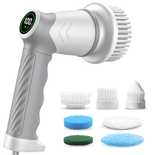 DAESUNG A-White Electric Spin Scrubber Bathroom Cleaning Brush with 2 Speeds