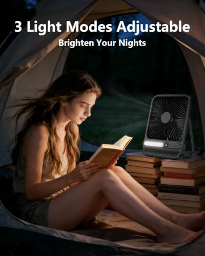 BIVBTP 8000mAh Portable Travel Fan - Classic Black, 7-inch Ultra-Thin Desk Fan with 28H Battery & Quiet Operation