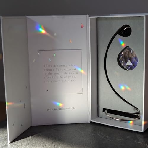 Memorialight Tabletop Sympathy Gift with Stand - Memorial Light & Rainbow Prism for Loss of Loved Ones