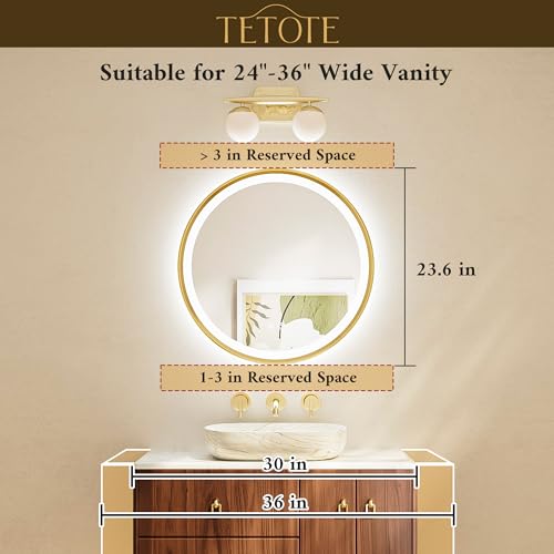 24-Inch Matte Black Round LED Bathroom Mirror with Backlit & Dimmable Lights
