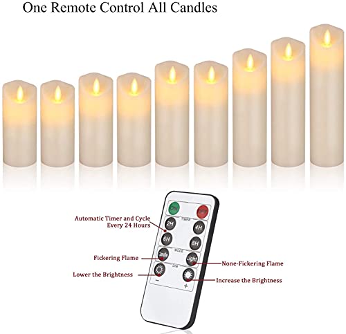 antizer Flameless Candles Set of 9 Ivory Dripless Real Wax Pillars
