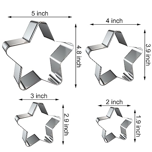 Stars Cookie Cutter Set Large - 5 inch, 4 3 2 inch Rounded Pentagram