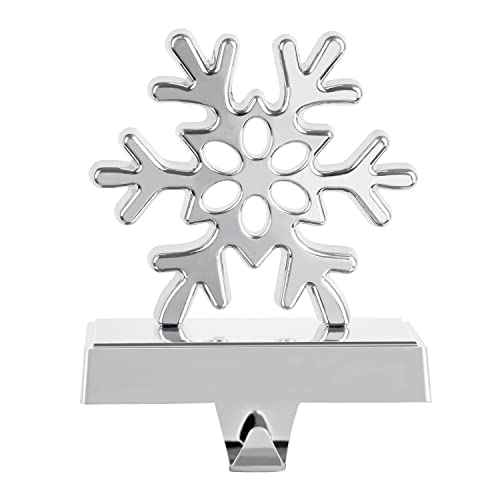 Hooqict Snowflake Christmas Stocking Hanger Sturdy Silver Metal Christmas Stocking Holder Stand 3D Snowflake Stocking Hangers for Mantel Christmas Fireplace Decorations Xmas Holiday Supplies