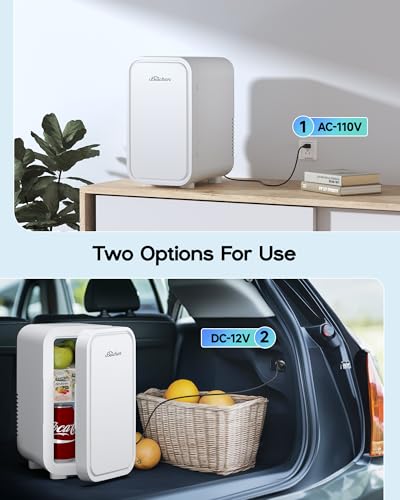 BEICHEN Mini Fridge 6L White Portable Cooler & Warmer for Bedroom Car Office