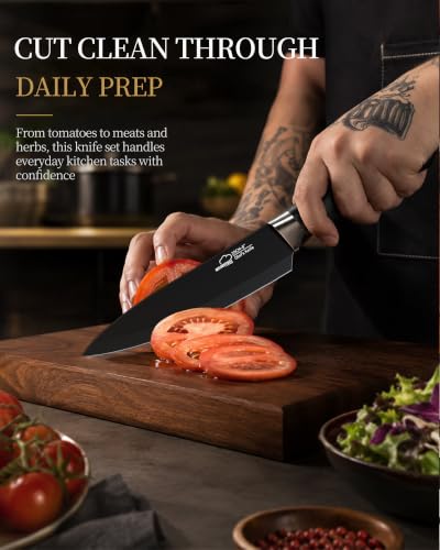 15-Piece Kitchen Knife Set with Block - Sharp Stainless Steel Blades