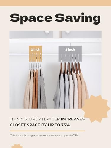 HOUSE DAY Grey Plastic Hangers 50 Pack, Slim Space Saving, Non Slip