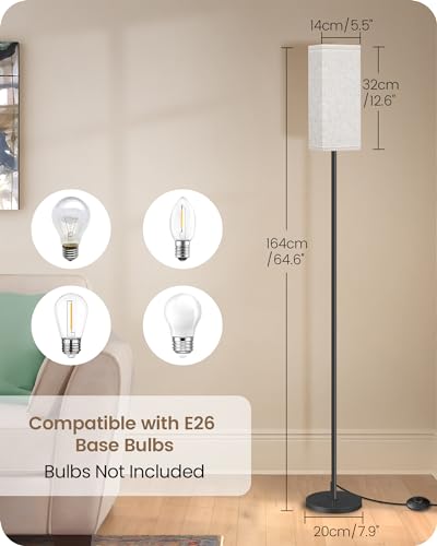 GOEBLESON 2 Pack Modern Floor Lamps with Foot Switch - Square Beige & Black Minimalist Standing Lamps for Living Room Bedroom Office