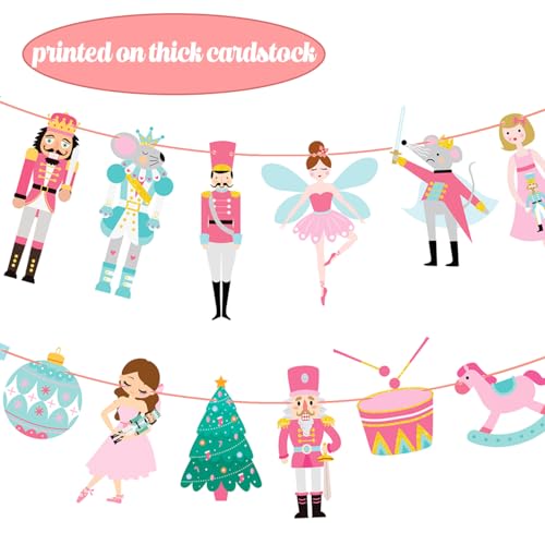 Nutcracker Christmas Banner Set 2pc Ballet Theme - Pink & Blue Party Decor