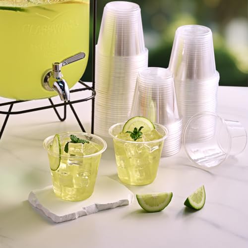 Turbo Bee 9oz Clear Plastic Cups, 1200 Pack, Disposable Drinking Cups