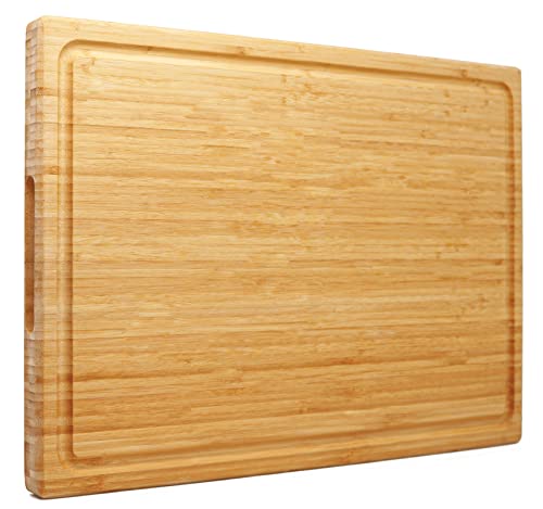 Utoplike Extra Large XXXL Bamboo Cutting Board 24 x 16 Inches with Handles, Double-Sided Juice Grooves