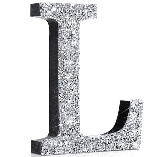 12'' Silver Rhinestone Bling Letters for Wall Decor - Letter L