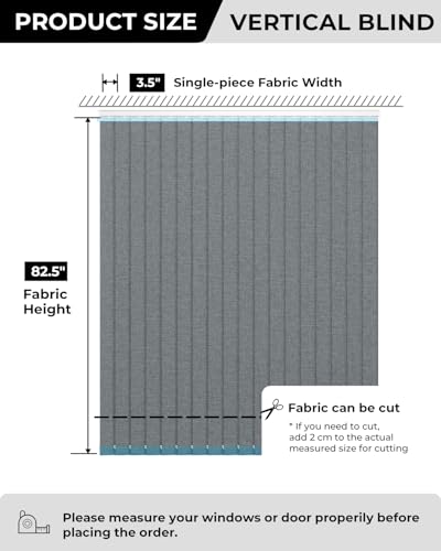 Room Darkening Grey Vertical Blind Replacement Slats 3.5" W x 82.5" H - 25 Pack, UNISHADES