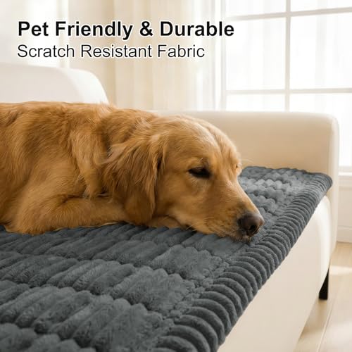 Smiry Non-Slip Washable Sofa Cover for Dogs, Dark Grey, 27.6x70.9 inches