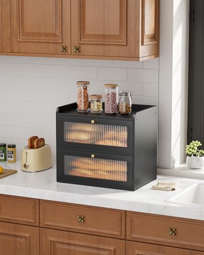 Large Wooden Bread Box with Acrylic Door - Black Kitchen Storage - Variation of THIS listing