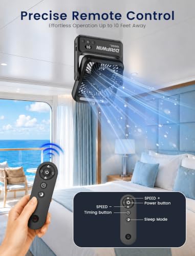 Magnetic Cruise Approved Portable Fan with Night Light, 10000mAh Travel Fan - 4 Speeds, USB Rechargeable, Compact & Quiet