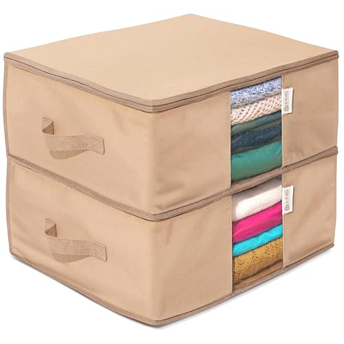 Beige Cedar Clothes Storage Bags - Set of 2 Wardrobe Organizers for Seasonal & Closet Storage