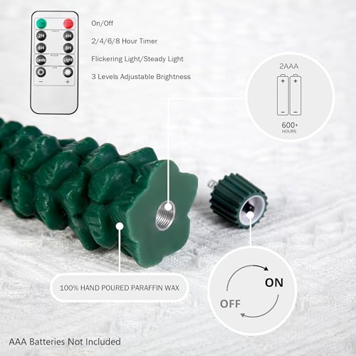 Stmarry Evergreen 4-Pack Flickering Flameless Christmas Tree Candles with Remote