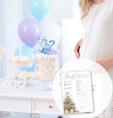 ONDTOM Christmas Baby Shower Game Cards 25-Pack - Winter Holiday Party Advice & Predictions, Model A03