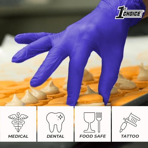 1st Choice Medium Indigo Nitrile Exam Gloves 3 Mil Disposable Medical & Salon Use
