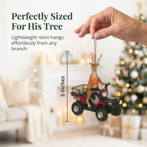 Deer Hunter Buck Ornament for Christmas Tree ATV Resin Decor Midwest CBK